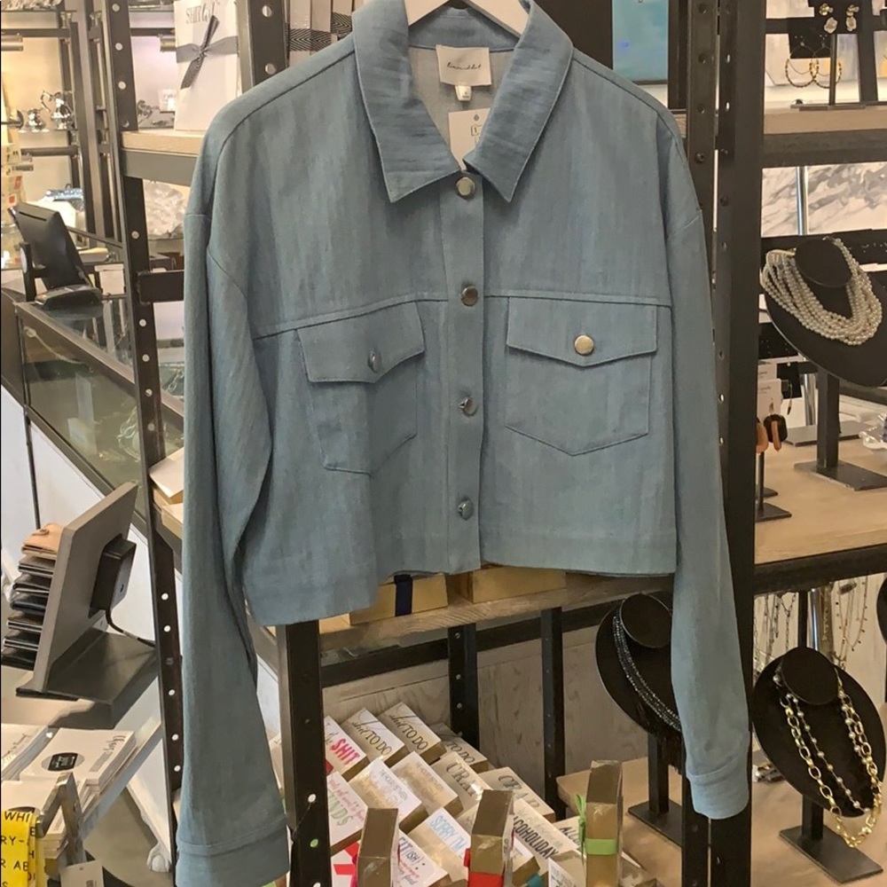 NWT NO FLAWS cropped denim jacket